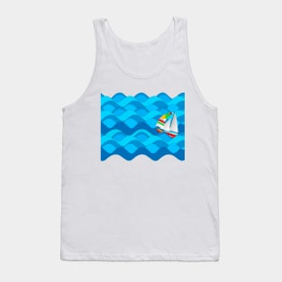 Sail Boat with Spinnaker riding the Ocean Waves Tank Top